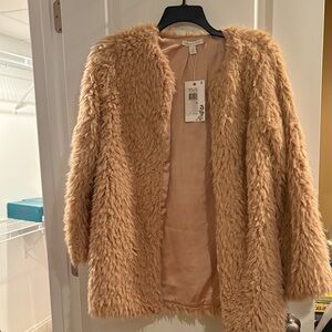 Chelsea & Violet light Camel Tan Faux Fur Jacket